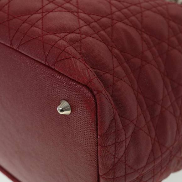 Christian Dior Lady Dior Canage Tote Bag Coated Canvas Red Auth bs4684 - Picture 14 of 16